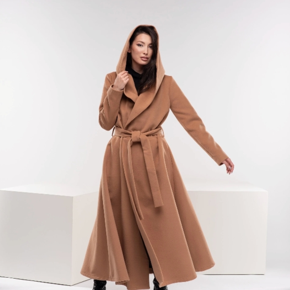 Elegant Or Punk Tan Hooded Coat By *Dixie* A Florence, Italian Based Clothing Co